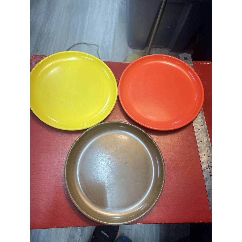 Vintage Homer Laughlin Epicure Retro Red‎  7in Salad Plate Set Of 3